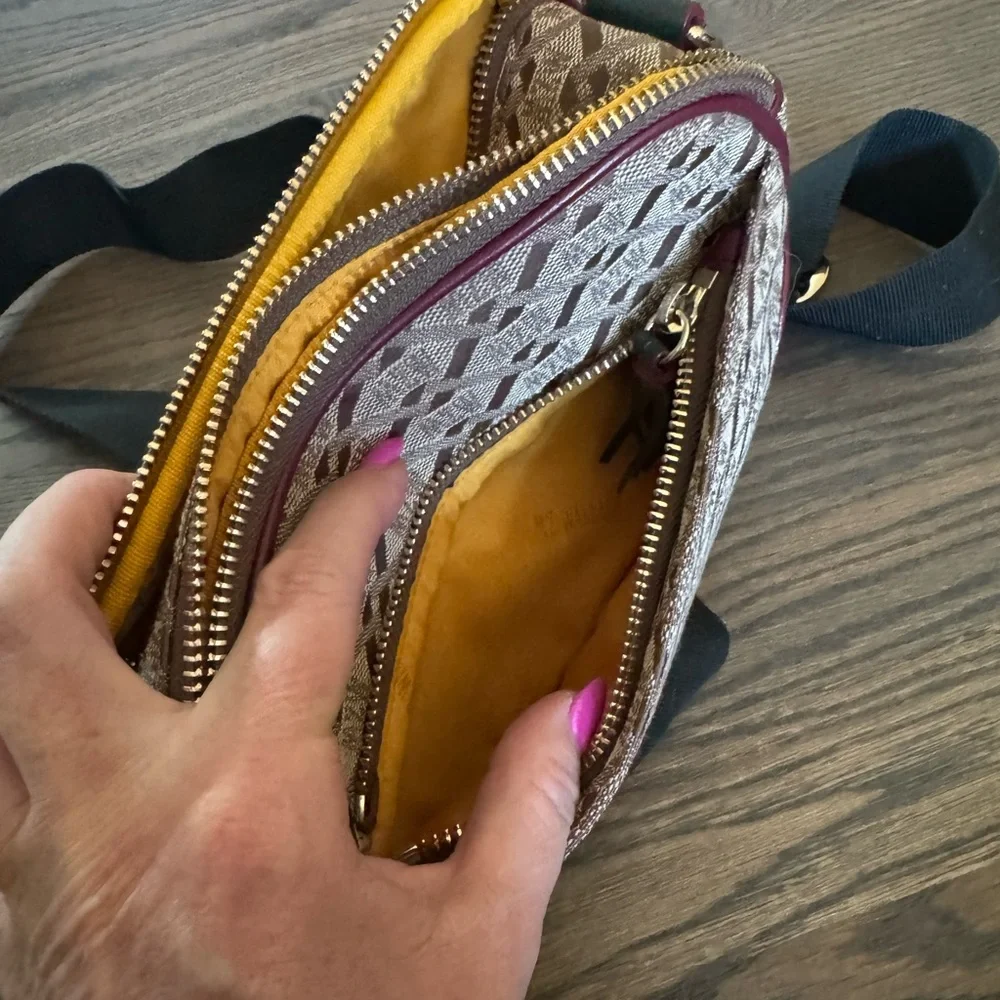 MZ Wallace Beige & Burgundy Crossbody Bag with Green Accents - Picture 8 of 9